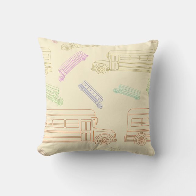 Coussin Motif d'autobus scolaire Conception de retour à l' (Recto)