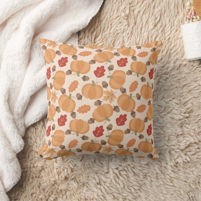 Coussin Motif d'automne avec citrouilles, glands et feuill (Couverture)