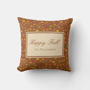 Coussin Motif d'automne Famille Nom Brown