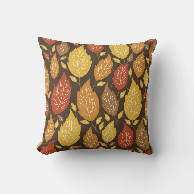 Coussin motif d'automne transparent avec feuille de couleu (Recto)