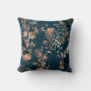 Coussin Motif d'automne vintage et transparent avec rouge