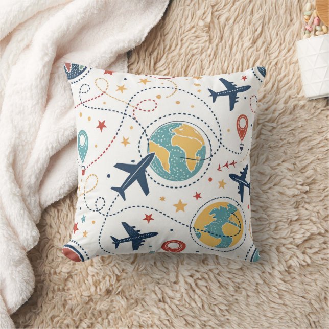 Coussin Motif d'aviation pour les voyages mondiaux (1) (Couverture)