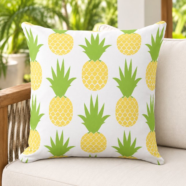 Coussin Motif de Ananas Vert Jaune Tropical (Créateur téléchargé)