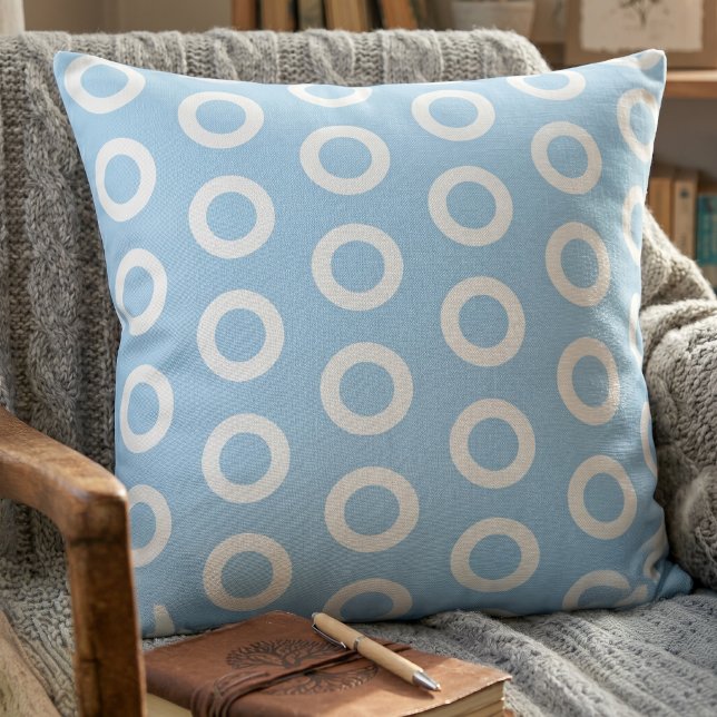 Coussin Motif de bague moderne cercle bleu clair blanc (Créateur téléchargé)