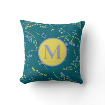 Motif de baies jaune lilas élégant monogramme