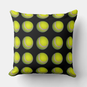 Coussin Motif de balle de tennis jaune noir,