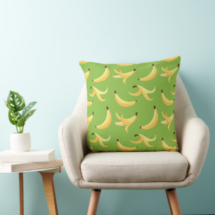 Coussin Motif de banane jaune rétro drôle éditable pour fê