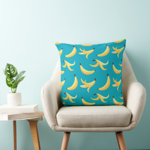Coussin Motif de banane jaune rétro drôle éditable pour fê
