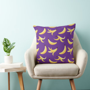 Coussin Motif de banane jaune rétro drôle éditable pour fê