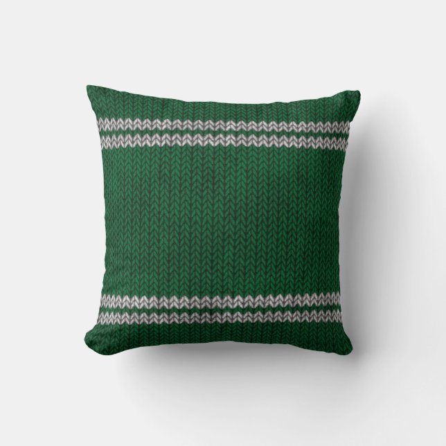 Coussin Motif de bande à l'air de noeud vert (Recto)