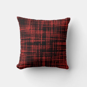 Coussin Motif de bande Abstrait noir et rouge