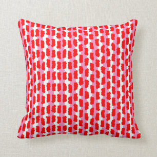 Coussin Motif de bande Abstrait pointillé rose rouge