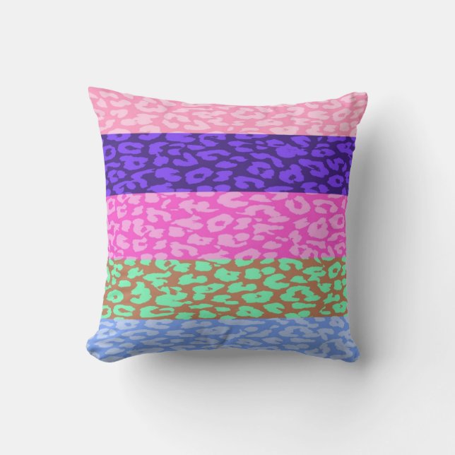 Coussin Motif de bande de peau Empreinte de léopard multic (Recto)