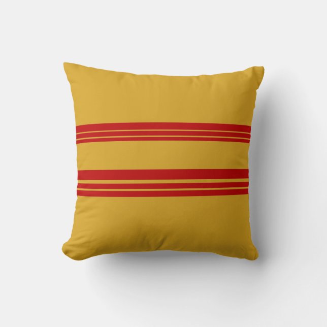 Coussin Motif de bandes abstraites rouges sur fond jaune (Recto)