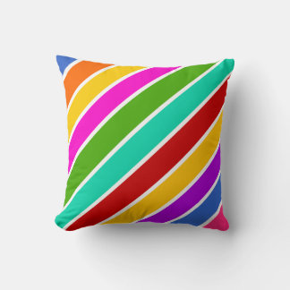 Coussin Motif de bandes de bonbons de couleur rétro