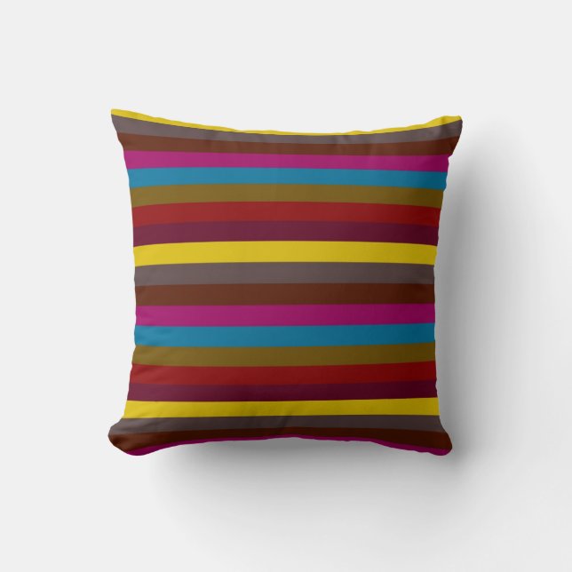 Coussin Motif de bandes rétro multicolores (Recto)
