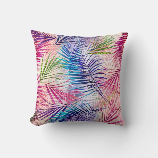 Coussin Motif de basculement Feuilles d'aquarelle Abstrait (Recto)