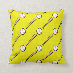 Coussin Motif de baseball jaune vif