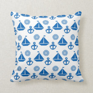 Coussin Motif de bateau à voile de bande dessinée