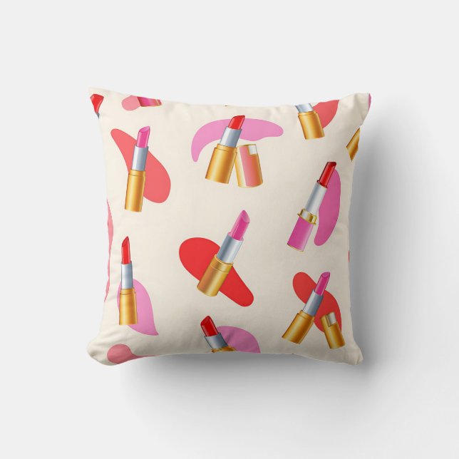 Coussin Motif de beauté de rouge à lèvres ludique (Recto)