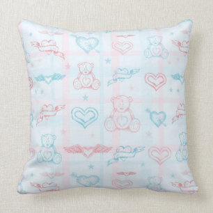 Coussin motif de bébé avec l'ours de nounours
