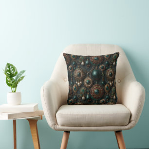 Coussin Motif de bijoux de luxe vintage émeraude et perle