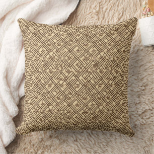 Coussin motif de blocage Brown et crème