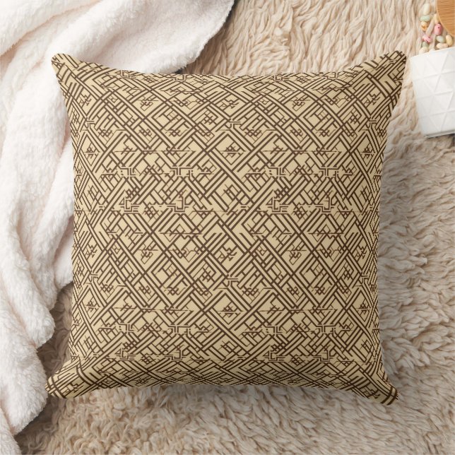 Coussin motif de blocage Brown et crème (Couverture)