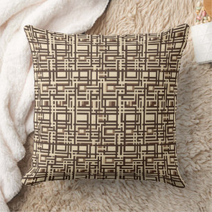 Coussin motif de blocage Brown et crème