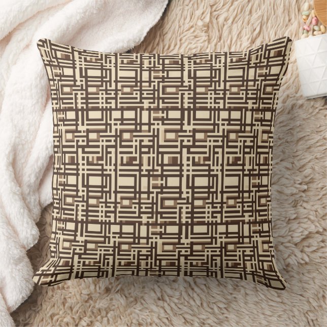 Coussin motif de blocage Brown et crème (Couverture)