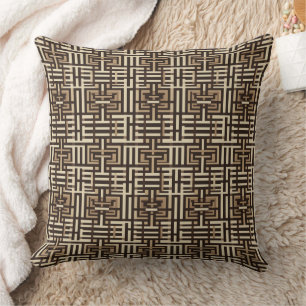 Coussin motif de blocage Brown et crème