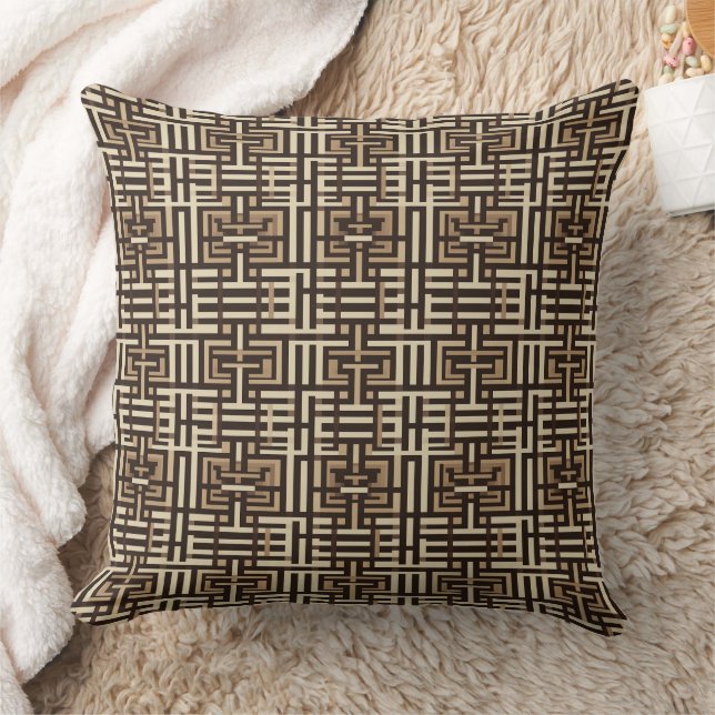 Coussin motif de blocage Brown et crème (Couverture)