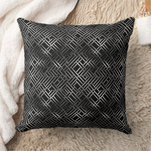 Coussin Motif de blocage noir et argent