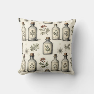 Coussin Motif de bocaux d'herbes d'apothicaire vintage