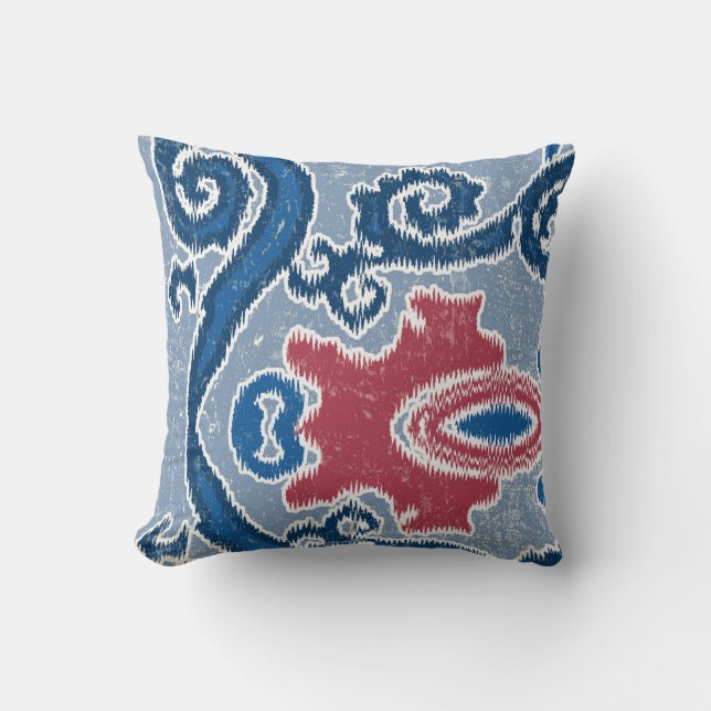 Coussin Motif de Bohème moderne audacieux du tribal IKAT (Recto)
