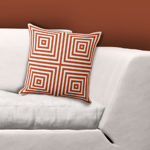 Coussin Motif de boîte imbriquée géométrique blanc-orange