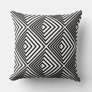 Coussin Motif de boîte imbriquée noir et blanc intemporel