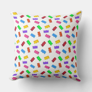 Coussin Motif de bonbons multicolores ours doux sur fond b