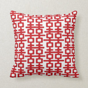 Coussin Motif de bonheur double rouge Mariage chinois Cush