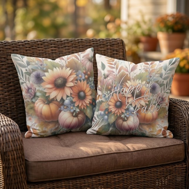 Coussin Motif de bouquet de fleurs de citrouille élégant e (Créateur téléchargé)