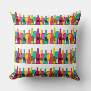 Coussin Motif de bouteilles de vin colorées mignonnes