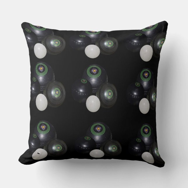 Coussin Motif De Bowls De Pelouse Noir Et Blanc. (Recto)