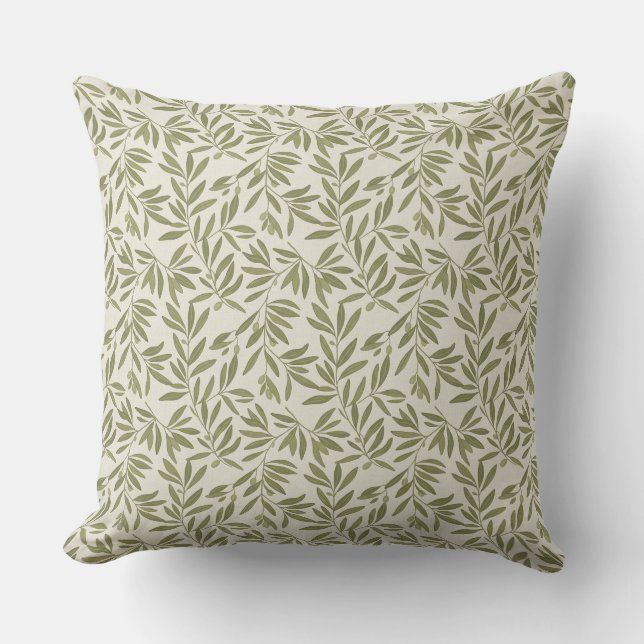 Coussin Motif de branche d'olive minimal (Recto)
