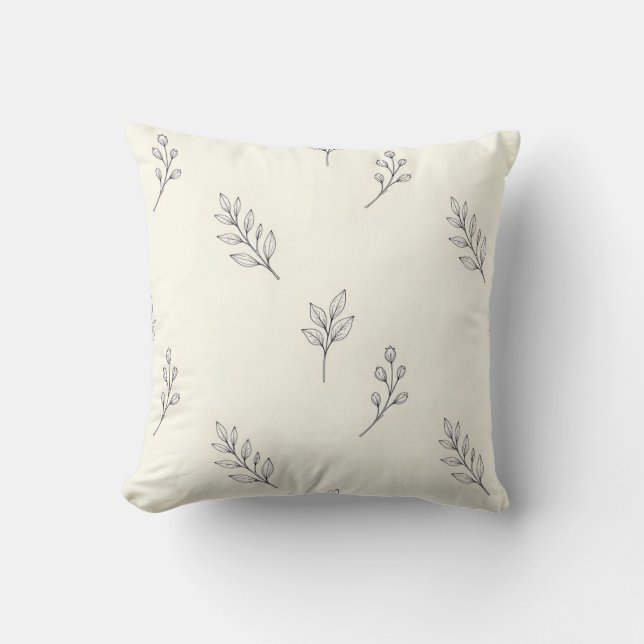 Coussin Motif de brins de feuilles d'eucalyptus délicates (Recto)