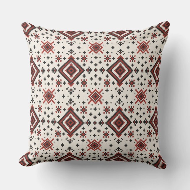 Coussin Motif de broderie diamant folklorique sans couture (Recto)