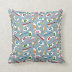 Coussin Motif de brosse à dents et de pâte dentifrice