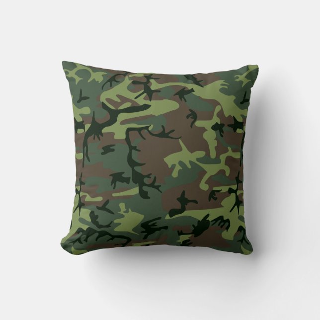 Coussin Motif de brun de vert de Camo de camouflage (Recto)