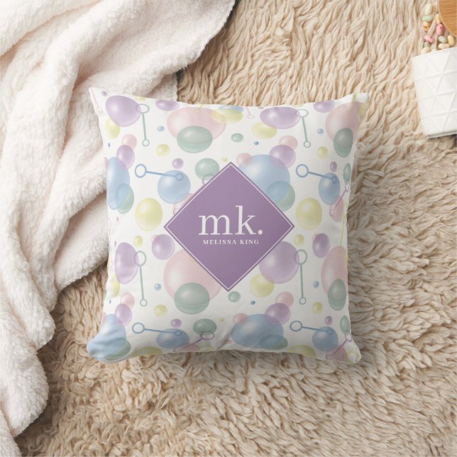 Coussin Motif de bulle coloré mignon Monogrammé (Couverture)