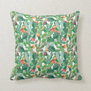 Coussin Motif de cactus d'aquarelle