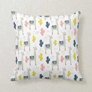 Coussin Motif de cactus et de lamas